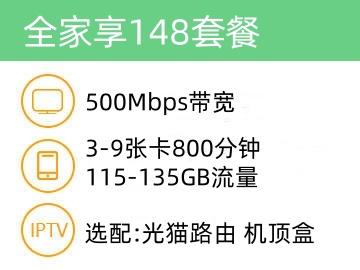 全家享148套餐500M家庭宽带套餐