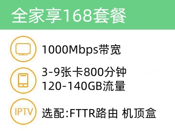 全家享168套餐1000M宽带资费